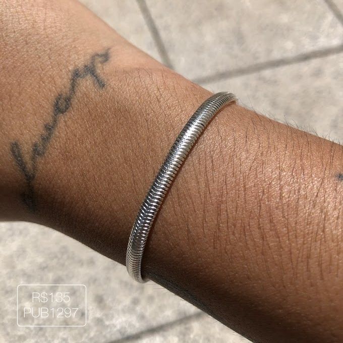 Pulseira Lacraia 4mm Liso Prateada